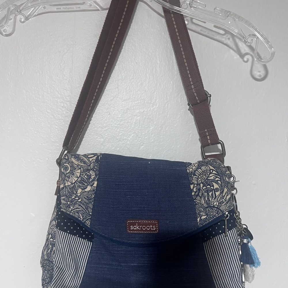 Sakroots Navy and Brown Crossbody Bag